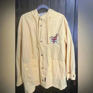Vintage Disney Store Tigger Coat Jacket Mens Large Yellow Hood Full Zip Raincoat